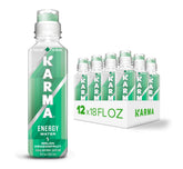 Karma front packaging showing melon dragonfruit flavor and convenient 12-pack benefits