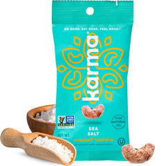 Karma Nuts front packaging showing 12-pack and product name for quick recognition