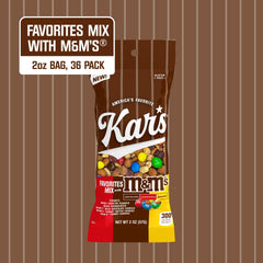 Kar’s open bag texture with visible M&M’S and nuts for appetizing crunch