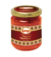 Kartago harissa front jar showing label and rich chili color for pantry convenience