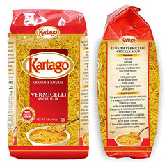 Kartago vermicelli front packaging showing 36 oz two-pack and clear labeling benefits