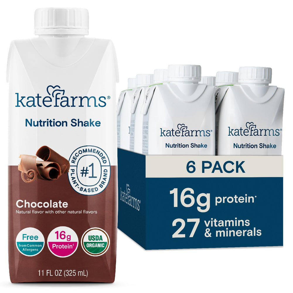 Kate Farms chocolate front packaging highlighting organic certification and protein