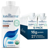 Kate Farms bottle front packaging showing organic chocolate shake — clear nutrition benefit