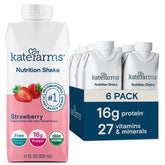 Kate Farms front packaging showing strawberry shake and organic badge for quick recognition