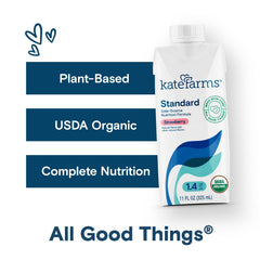 Kate Farms strawberry shake being poured to show creamy texture and easy sip