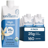 Kate Farms vanilla shake front packaging showing organic label and benefits