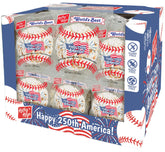 Kathy Kaye front display box showing 18 baseball popcorn balls and easy grab benefit