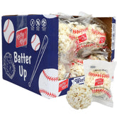 Nani Organics front display box showing 18 baseball-themed popcorn balls ready to sell