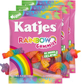 Katjes front packaging showing rainbow unicorn shapes and colorful branding, appetizing display