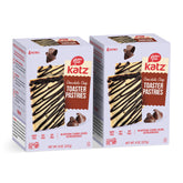 Katz Gluten Free front packaging showing two individually wrapped pastries and certifications, convenient for travel