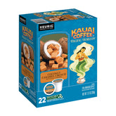Kauai Coffee front packaging showing coconut caramel crunch and convenience