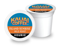 Kauai Coffee single K-Cup close-up showing pod detail and easy brewing benefit