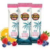 Kava Krave packets front view showing citrus berry branding and convenience