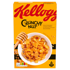 Kellogg's Crunchy Nut front packaging showing crunchy, honey-coated flakes