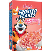 Kellogg's Frosted Flakes box front view shows brand and flavor for easy shelf recognition