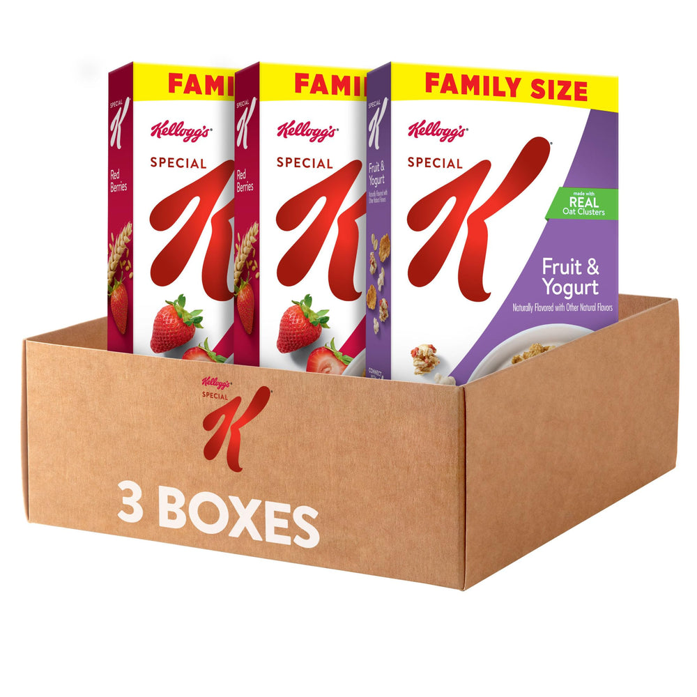 Kellogg's Special K front packaging showing the three-box variety pack and product benefits