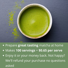 Kenko Tea Matcha latte in glass demonstrating creamy texture and taste benefit