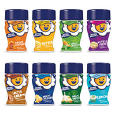 Kernel Season's front packaging showing all eight mini seasoning jars and variety benefits