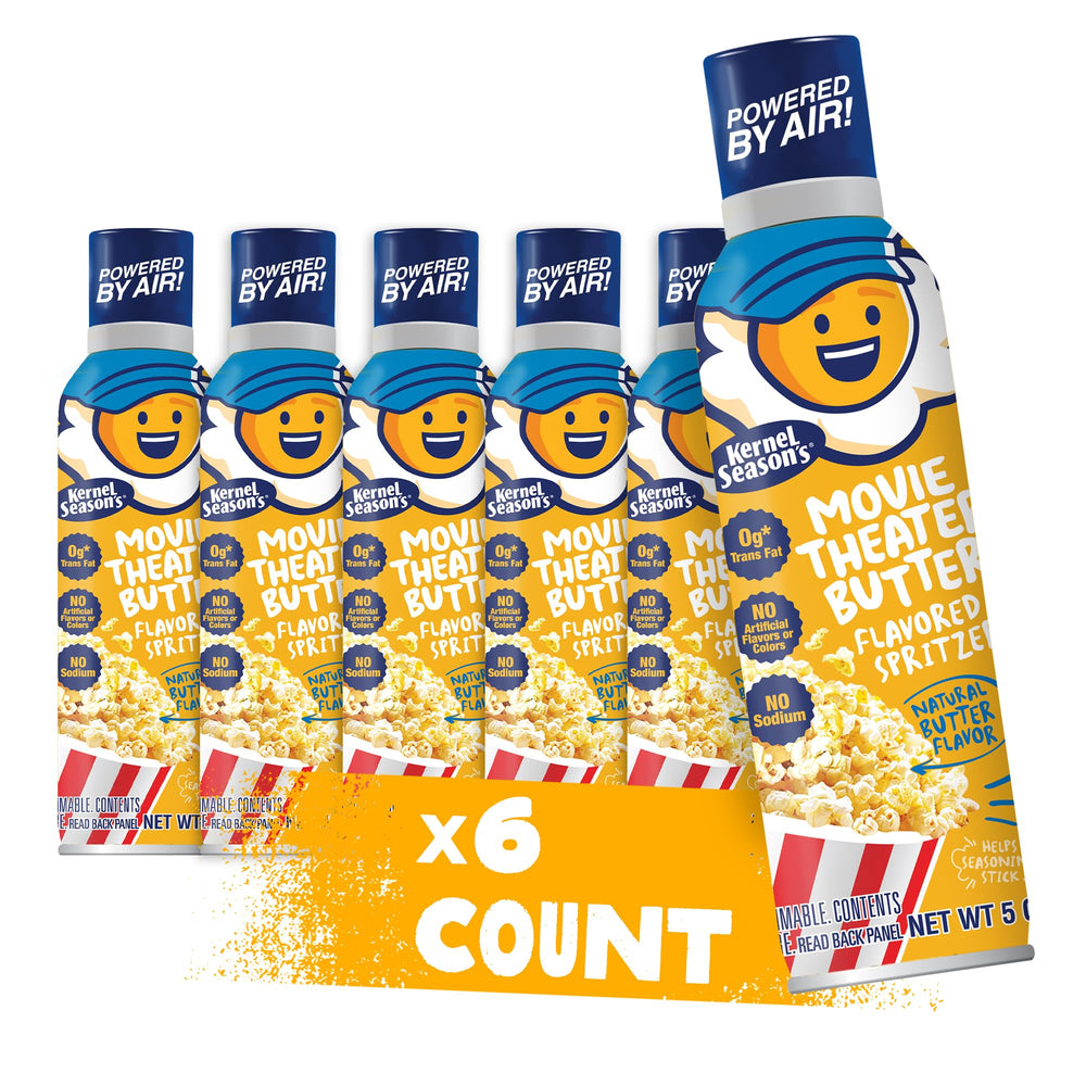Kernel Season's front packaging showing bottle and label with buttery benefit