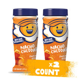 Kernel Season's front packaging shows jar and nacho cheddar flavor for quick identification and storage benefit