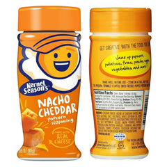 Kernel Season's shaker close-up highlighting fine powder texture and easy-dispense lid