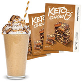 Keto Chow front packaging showing Chocolate Toffee flavor and convenience