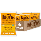Kettle Brand front packaging showing honey Dijon flavor and bag design benefit portability
