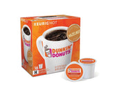 Keurig Dunkin front packaging showing 16-count, highlights convenience