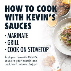Kevin's Natural Foods sauce glazed on chicken demonstrating flavor boost and meal-ready look