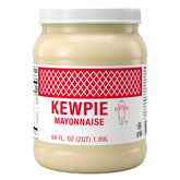 Kewpie front label on 64 oz bottle showing brand and size, emphasizing bulk convenience