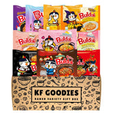 KF GOODIES gift box front view showing ten ramen packs and colorful presentation for gifting