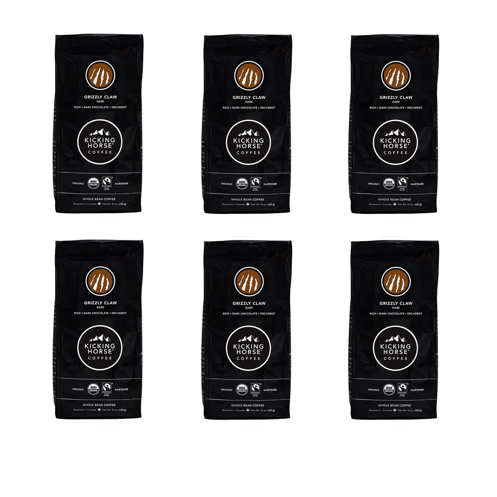 Kicking Horse Grizzly Claw front packaging showing label and bold dark roast benefits