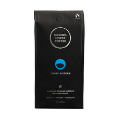 Kicking Horse front packaging showing organic Fairtrade label and 10 oz size benefits convenience