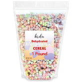 KIDU front packaging showing colorful marshmallow bits and resealable bag benefit