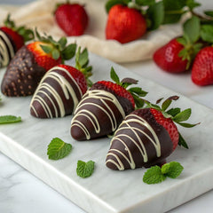KIDU Merckens dipped strawberries with glossy coating for attractive desserts
