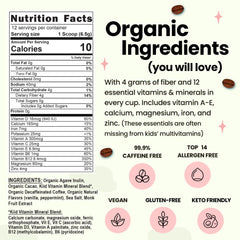 kiid Minty Mocha powder close-up highlighting fine texture and organic ingredients