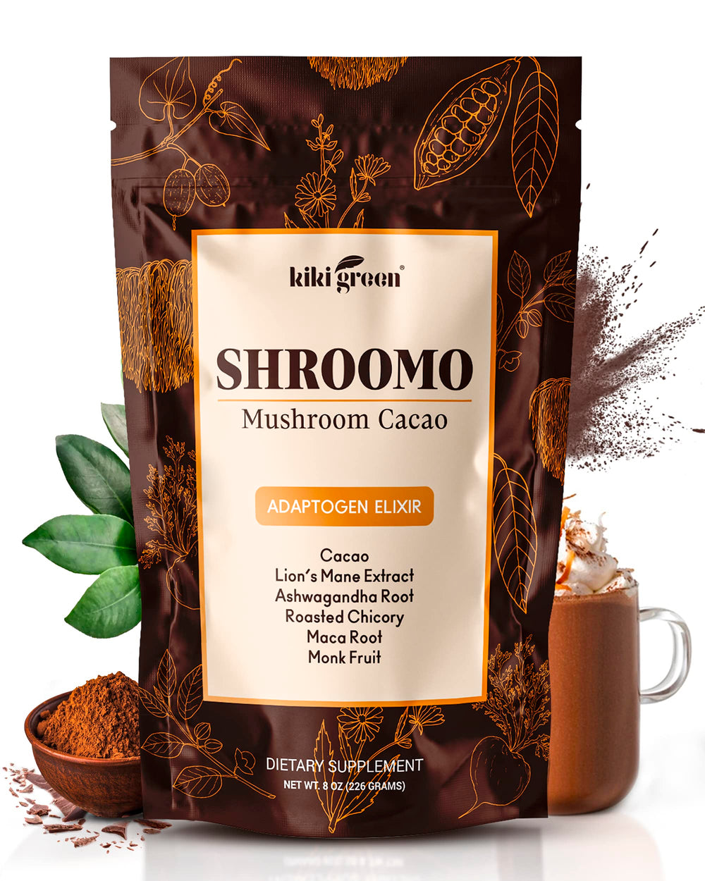 KIKI Green Shroomo front packaging showing product and benefits