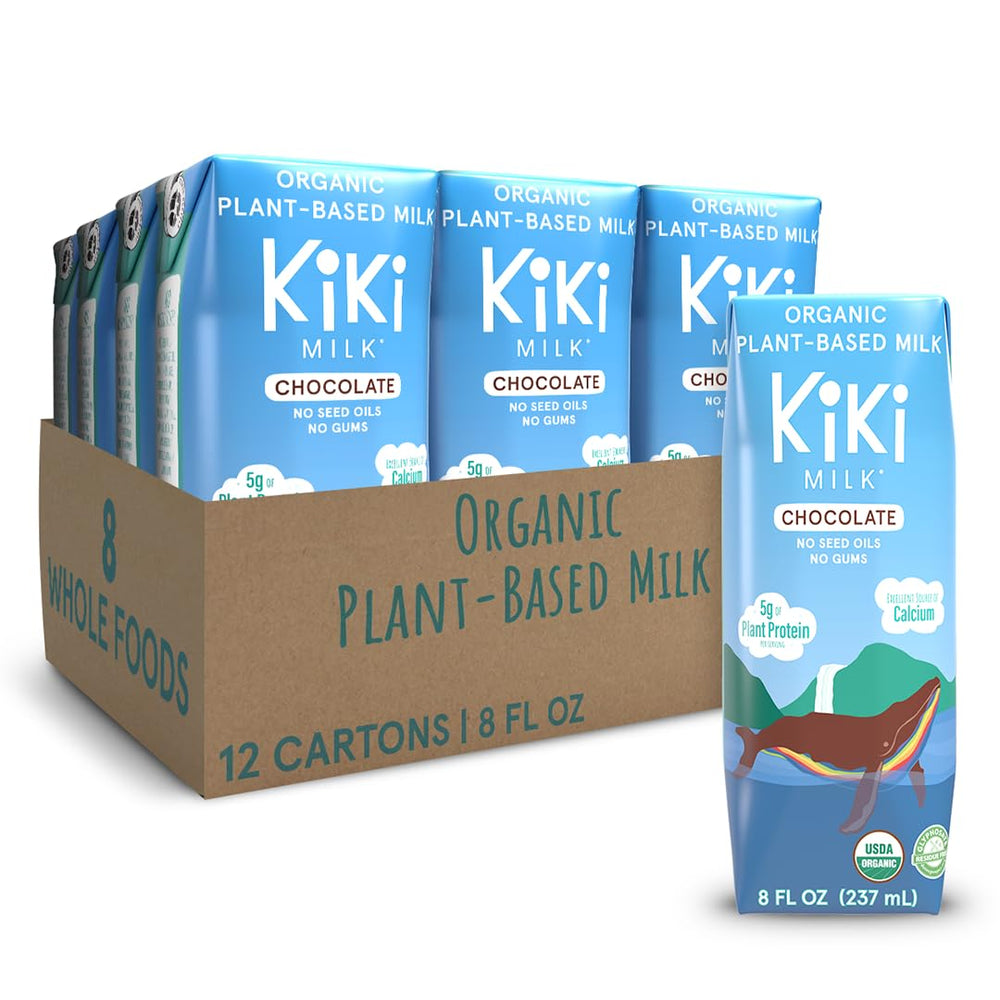 Kiki Milk front packaging showing organic chocolate flavor and benefits