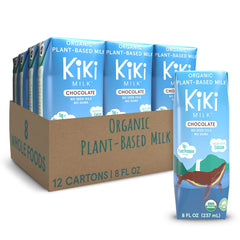 Kiki Milk front packaging showing organic chocolate flavor and benefits