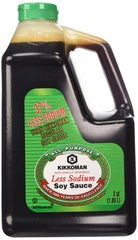 Kikkoman lite soy sauce bottle front view, lower-sodium flavor for everyday cooking