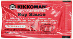 Kikkoman packet in use dipping sushi for precise flavor and no-spill benefit