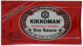 Kikkoman front packaging image showing 200-count packets and easy storage benefit