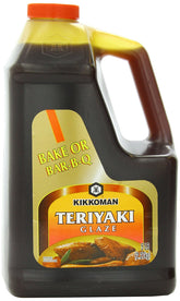 Kikkoman teriyaki glaze 5 lb jug front label showing brand and size for easy identification