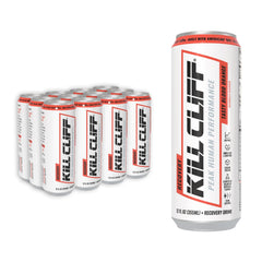 Kill Cliff front packaging showing 12-pack and convenient fridge-ready supply