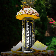 Kill Cliff can held in hand to show 12 oz size and convenient on-the-go energy