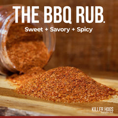 Killer Hogs open jar revealing coarse rub texture for even seasoning and crust