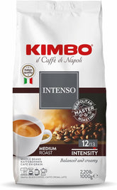 Kimbo Intenso front packaging showing sealed 2.2 lb bag and freshness retention