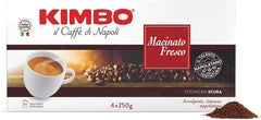 Kimbo in moka pot brewing to produce authentic Italian flavor
