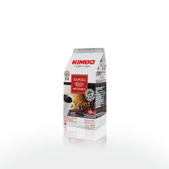 Kimbo close-up label showing Napoli Original details and roast intensity for clarity