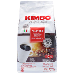 Kimbo Napoli Original front packaging showing 12oz bag and bold dark-roast appeal